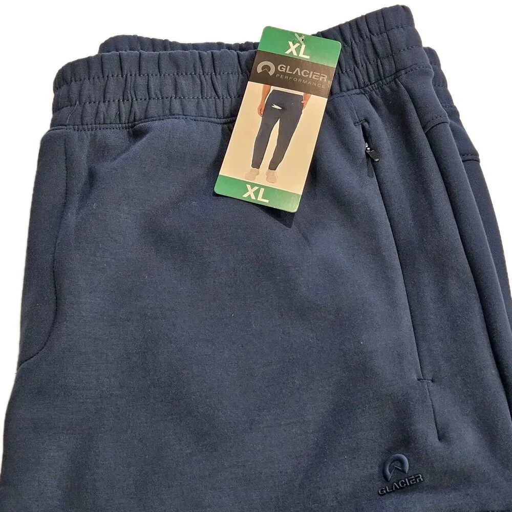 Glacier Men’s Active Sweat Pants /‎ Zippered Pockets / Color Real Navy / New